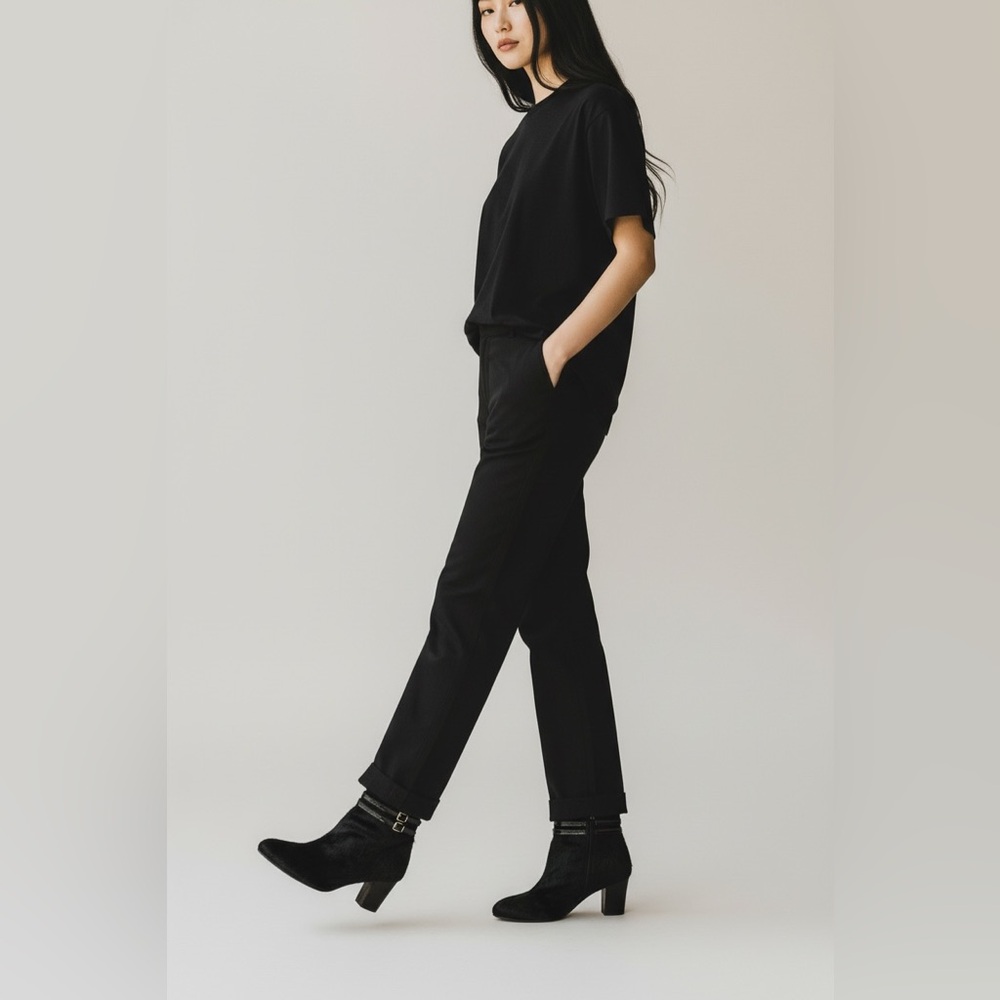 Women’s Black Calf Hair/Suede Ankle Boots